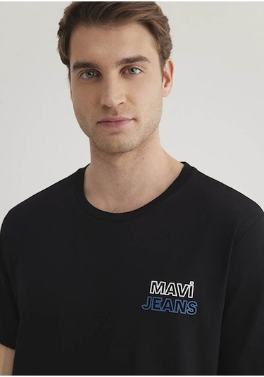 Mavi Jeans Baskılı Siyah Erkek T-shirt M066841-900 Siyah