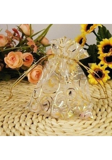 Novahub 25/50/100 Adet Şampanya Organze İpli Çanta Takı/hediye/kozmetik Şeker Çantası 9x12cm Düğün Kutlamalar İçin 100pcs