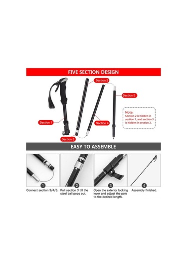 Novahub Siyah Alüminyum Seyahat Bastonu, 110-130 Cm, 265g, Taşınabilir Çanta İçerir, Siyah Siyah