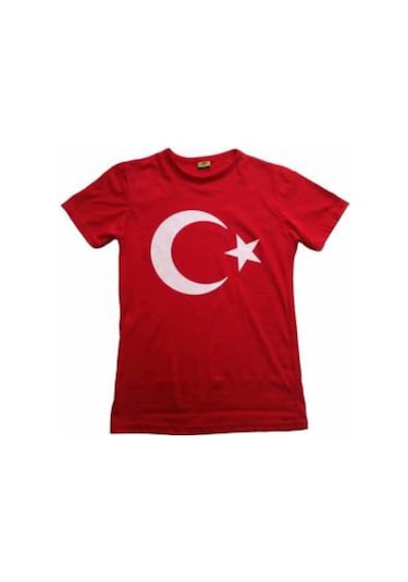 Çocuk Bayrak Tişört Ayyıldızlı Tişört Pamuklu Unisex Tişört