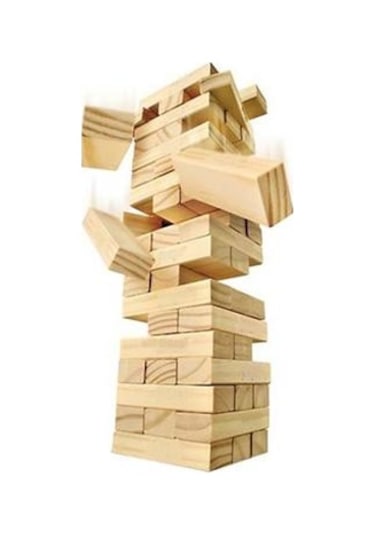 54 Parça. Jenga. Büyük Boy. Denge Oyunu. Doğal. Ahşap. Kule Oyunu