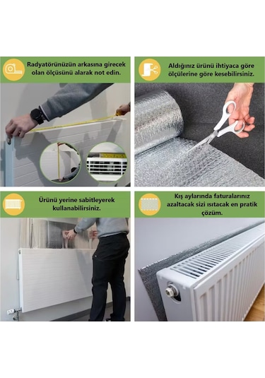 Petek Arkası Isı Yalıtım Levhası 2 Adet 75x50 Cm 5 Mm Kalınlık Kalorifer Radyatör Arkası Folyo