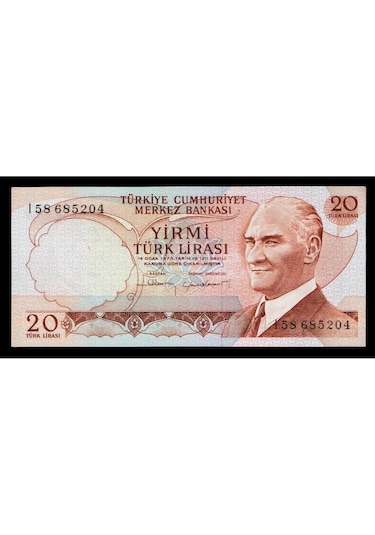 6. Emisyon 4. Tertip 20 Türk Lirası, T.c. Eski Kağıt Para "çil"