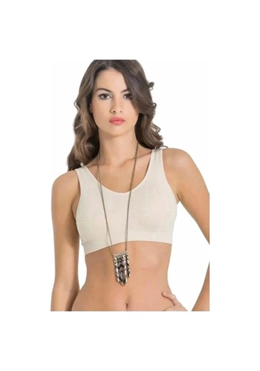 Melonika Kadın Gri Kalın Askılı Çıkarılabilir Pedli Örme Seamless Dikişsiz Basic Büstiyer Çok Renkli