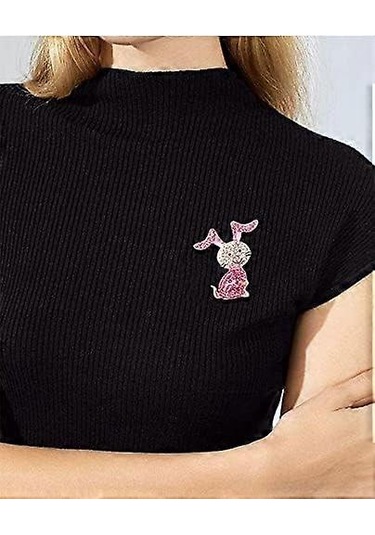 Kadınlar Kızlar Gençler İçin Pembe Tavşan Hayvan Broş Pin Altın Kaplama Sevimli Kristal Karikatür Tavşan Broşlar Yaka İğneleri Şanslı Dekor Elbise Aksesuarları Paskalya Ho Çok Renkli