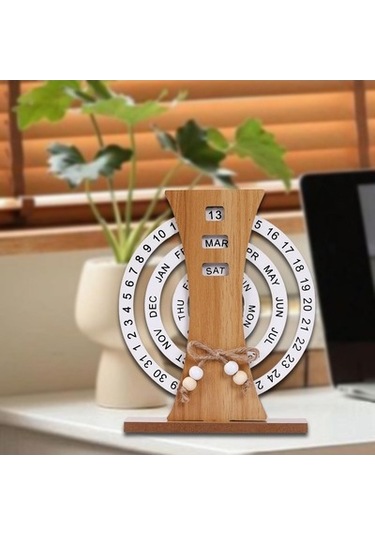 Lijinxu Ahşap Sürekli Takvim El Sanatları Masa Dönme - Dolap