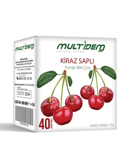 Multidem Kiraz Saplı Karışık Bitki Çayı Bardak Poşet 40'lı 2G*40