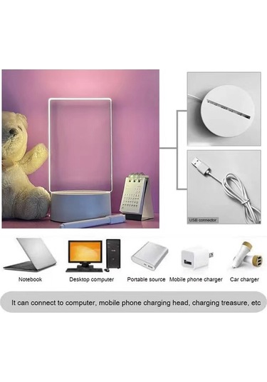 Yaratıcı Led Yazı Tahtası 7 Renkli Gece Lambası, Dokunmatik Ve Uzaktan Kumanda 9 Çok Renkli