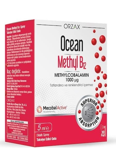 Ocean Methyl B12 1000 Mcg 5 ML Dilaltı Sprey