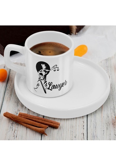 Bk Gift Kişiye Özel Sunum Tabaklı Avukat Tasarımlı Kahve Fincanı-14, Sevgiliye Hediye, Arkadaşa Hediye, Avukata Hediye Kobitmeyen137778 Bk Gift