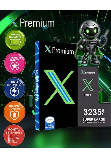 Xpremium Apple Uyumlu iPhone  X Batarya Pil Süper Yüksek Kapasiteli Güçlendirilmiş 3235 Mah