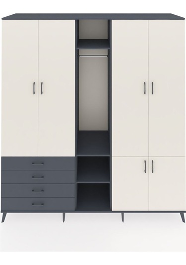 Kronos Dolap 14 Raflı 4 Çekmeceli Tek Askılı 220x59x243 Antrasit-aytaşı/antrasit Aytası/antrasıt Kronos Dolap 14 Raflı 4 Çekmeceli Tek Askılı 220x59x243 Antrasit-aytaşı/antrasit Aytası/antrasıt