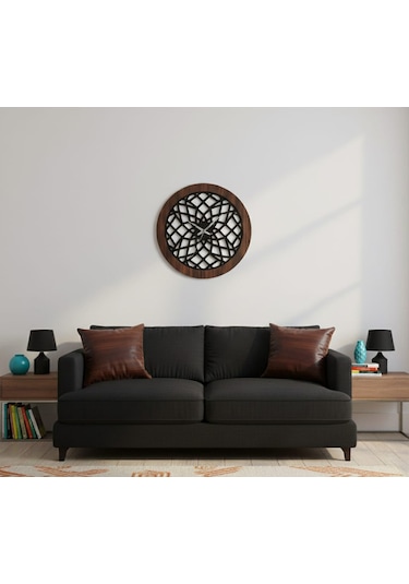 Nexus Modern Ahşap Duvar Saati Dekorasyon 45 Cm Ceviz - Siyah Renk Siyah Ceviz