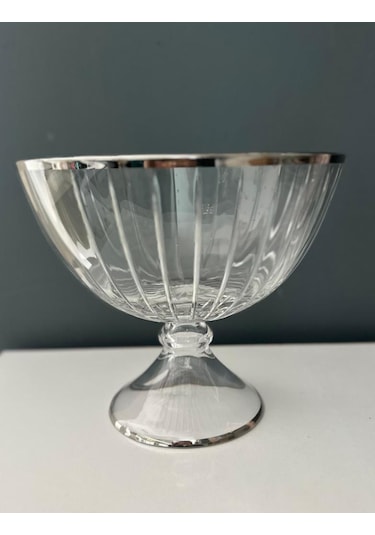 Decorium Cam Kase Ayaklı 23,5 Cm Accademia Platin M06458-ab