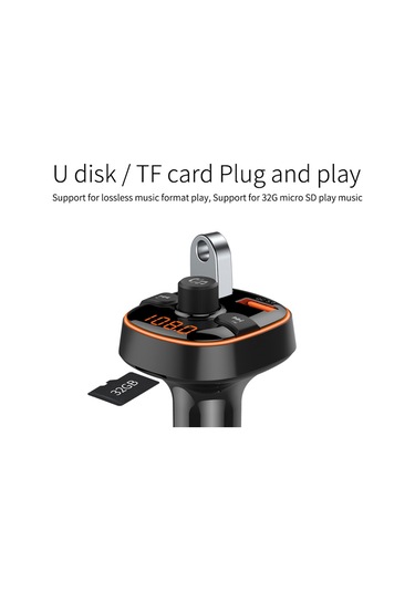 Bc52 Qc3.0 Hızlı Şarj Araba Renkli Atmosfer Işık Bluetooth Mp3 Çalar Fm Verici