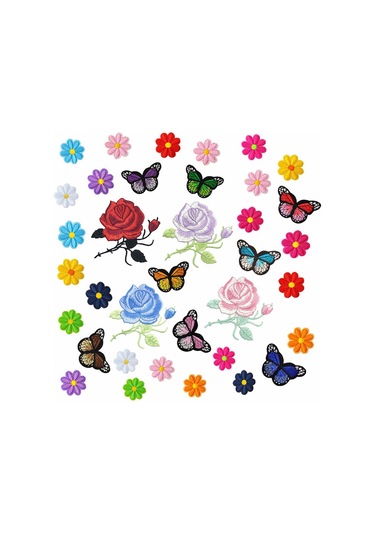 36 Adet İşlemeli Ütüyle Yapıştırılan Yamalar, İşlemeli Kendinden Yapışkanlı Ütüyle Yapıştırılan Yamalar