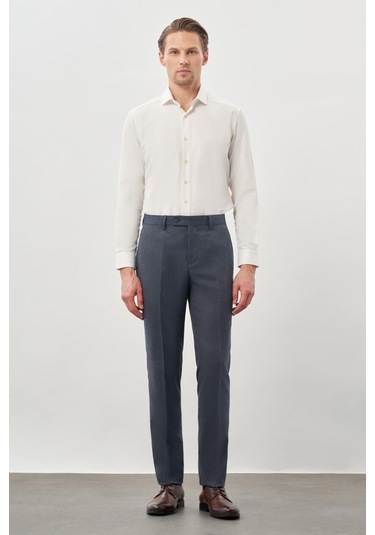 Lacivert Düz Gabardin Esnek Yan Cep Slim Fit Classic Pantolon 1003245209 204 Lacivert