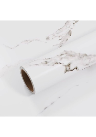 Beyaz Mermer Desenli Yapışkanlı Kaplama Kağıdı Büyük Boy 5 Metre Çok Renkli