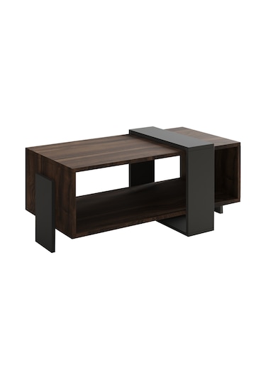 Meleni Orta Sehpa 90 Cm Modern Tasarım Raflı Ceviz/antrasit