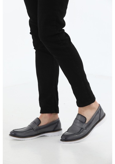 M.Karaca Hakiki Deri Ortopedik Klasik Erkek Ayakkabı gri