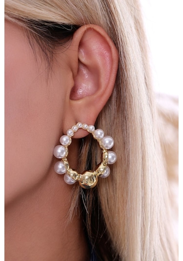 Bhs Life Kadın 925 Ayar Gümüş Özel Halka İnci Küpe Gümüş