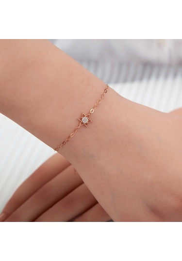 Blackcraft 925 Ayar Gümüş Rose Çiçek Kadın Bileklik Bc-f97d35