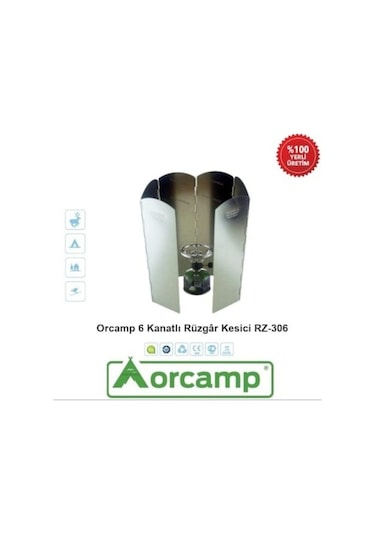 Orcamp Orgaz Çantalı 6 Kanatlı Kamp Rüzgar Kesici Rüzgarlık RZ306 Çok Renkli