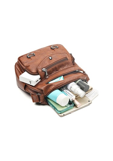 Leezsing Kadın Retro Omuz Çantası Ayarlanabilir Omuz Askıları Kalp Dekor Askılı Çanta Çok Cepli Çok Amaçlı Diğer