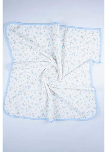 Yeni Doğan Bebek Penye Pamuk Kapitone Battaniye Mavi