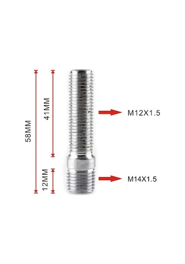 Ganzhoushop Vida Tekerlek Sones Saplama Modifikasyon Adaptörü M14x1.5 M12x1.5 Ln044 Ln033 Ln032 İçin Araba Jant Adaptörü 5.8cm 20 Adet Nb M14 x 1.5