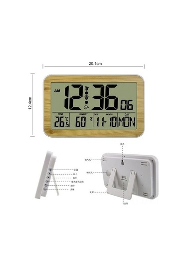 Trendooze Takvim, Sıcaklık, Saati Renkli Renkli Nem, Kahverengi Duvar Dijital Desenli Çok Çok Antik Alarm, Ahşap - Ry ÇOk Renkli