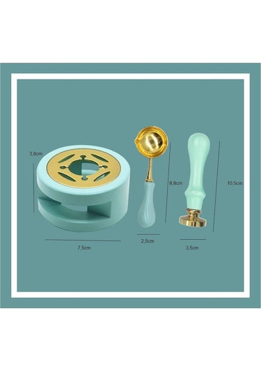 Davetiye Mum Mühürü Uygulama Seti Su Yeşili Renk 455 Çelenk