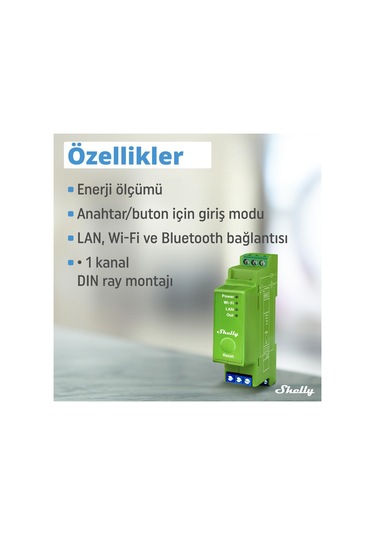 Shelly Pro Dimmer 1pm Dın Ray 1 Kanal Enerji Ölçümlü Akıllı Dimmer