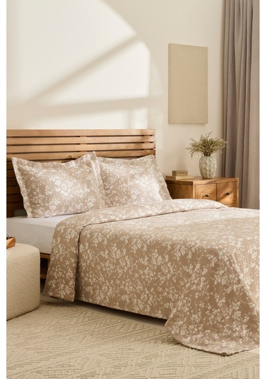 Kaşmir Home Eternal Çift Kişilik Yatak Örtüsü Takımı Bej Bej