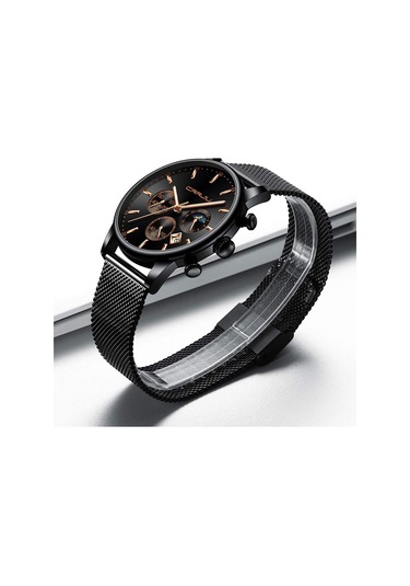 Erkekler Moda Sıradan Saatler Otomatik Tarih Kronografı Erkekler Güzel İş Saatleri Su Geçirmez 30m Tam Çelik Kuvars İle Örgü Kayış Mavi