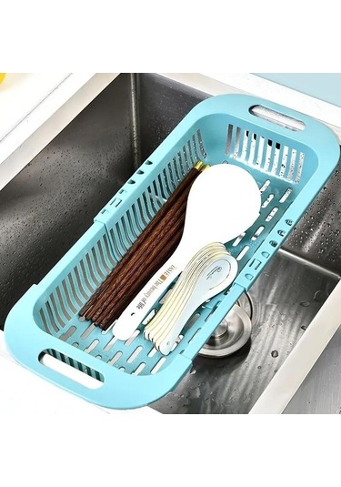 Pazly Gri Geri Çekilebilir Drenaj Rafı - Mutfak Sepeti - Sebze & Alet Saklama - Kolay Temizlenir Plastik Raf Gri