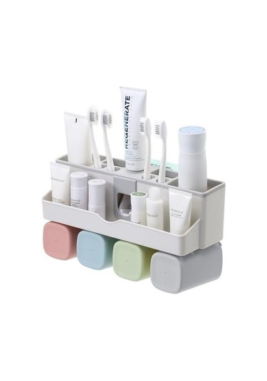 Willowhaven Dağıtıcı Vaka Diş Fırçası Tutucu Organizatör Kupası Duvara Montaj Diş Fırçası Tutucu Diş Fırç 2 Adet Beyaz Gri