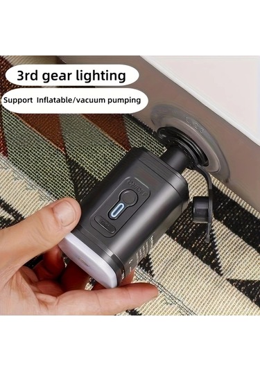 Boatshop1 Outdoor Kamp Elektrikli Şişirici Pompa Vakumlu Kompresyon Torbaları Hava Yatağı Kanepe Minderleri 5 Uçlu 1200mah 30w Siyah