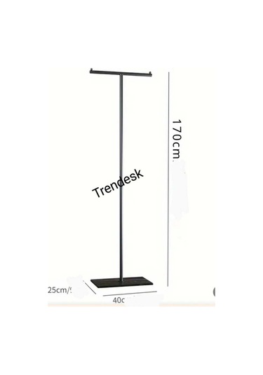 Metal T Siyah Ayaklı Askılık Elbise Askılık Siyah