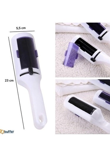 Buffer Taşınabilir Elektrostatik Hazneli Rulo Şeklinde Evcil Hayvan Tüyü Saç Toplayıcısı Mavi