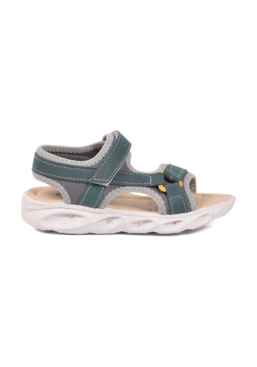 Cool Petrol Mavisi Cırtlı Işıklı Hafif Unisex Çocuk Sandalet Sage F