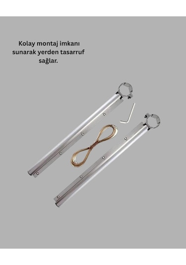 Kare Küpeşte Uyumlu Balkon Çamaşır Askısı 25x60 Cm Beyaz Pratik