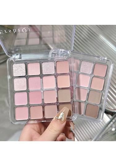 16 Renkli Mat İnci Işıklı İnce Flaşlı Düşük Doygunluklu Toprak Rengi Göz Farı Paleti 01 Nude Blush
