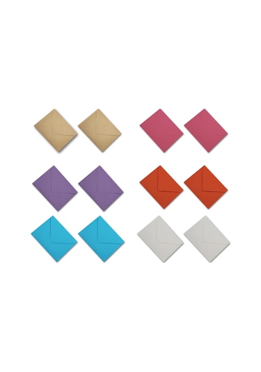 İstisna 12 Adet 7 X 9 Renkli Mini Zarf 6 Renk