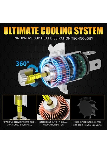 Challenger Aıleo H4 Led Far 100w 22000lm 360 Derece 4 Yönlü Canbus Dayanıklı Ampul