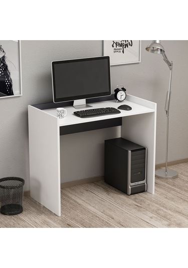 Basic Çalışma Masası - Beyaz / Siyah Beyaz / Siyah