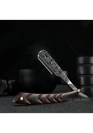 Tan Ahşap Saplı Bıçak Tıraş Jilet Profesyonel Berber Tıraş Makinesi Kaş Jilet 1 Razor Mkt