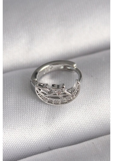 Ceylan Adam 316l Çelik Gümüş Renk Zirkon Taşlı Ay Yıldız Model Tragus Piercing Çok Renkli