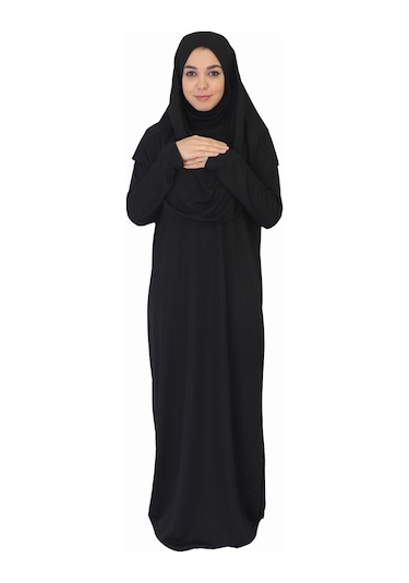 Siyah Fermuarsız Namaz Elbisesi Siyah