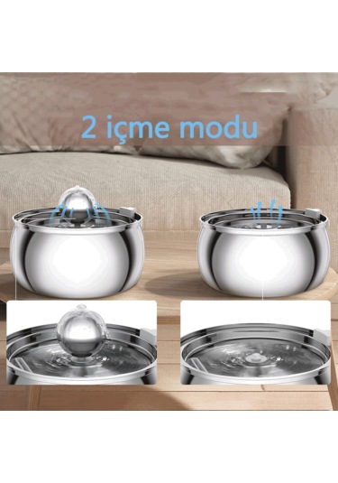 Econicword Kedi İçme Çeşmesi Paslanmaz Çelik Evcil Köpek 4l Wf3
